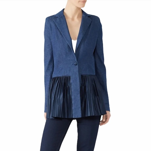Deborah Lions- “Kaya” Denim Jean Pleated Blazer Jacket